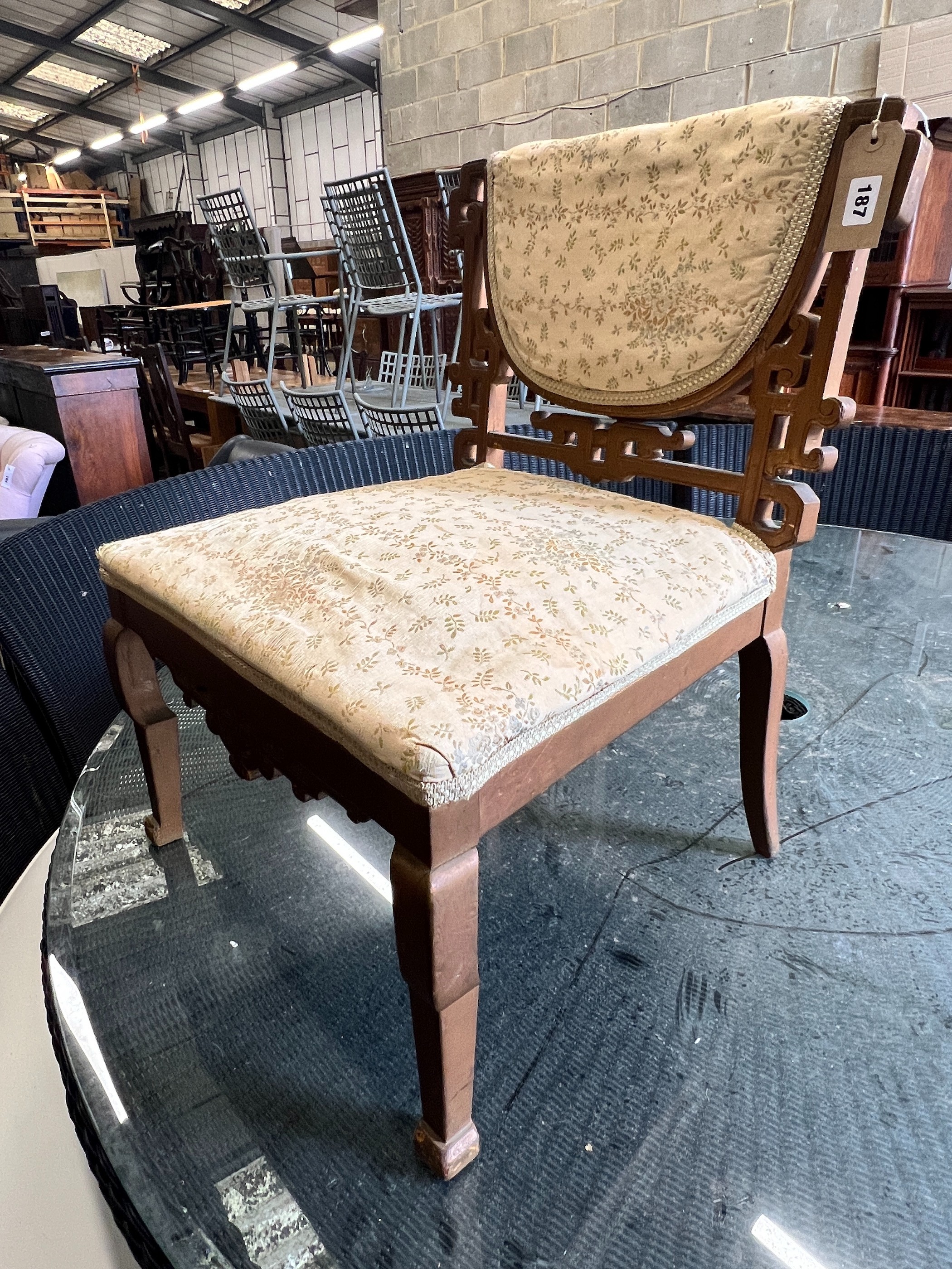 A late 19th century Chinese taste bedroom chair